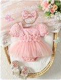 Premium Pink Floral Tulle Party Dress for Baby Girls