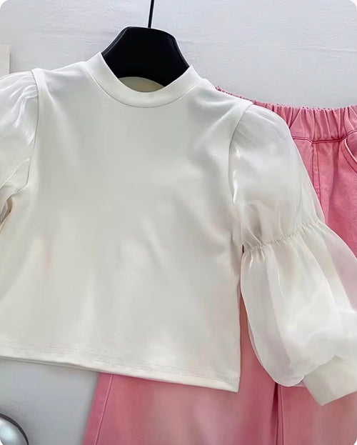 Girls’ Pink Ruffle Top & Pants Set