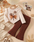 Girls Floral Bow Ribbed Co-ord Set