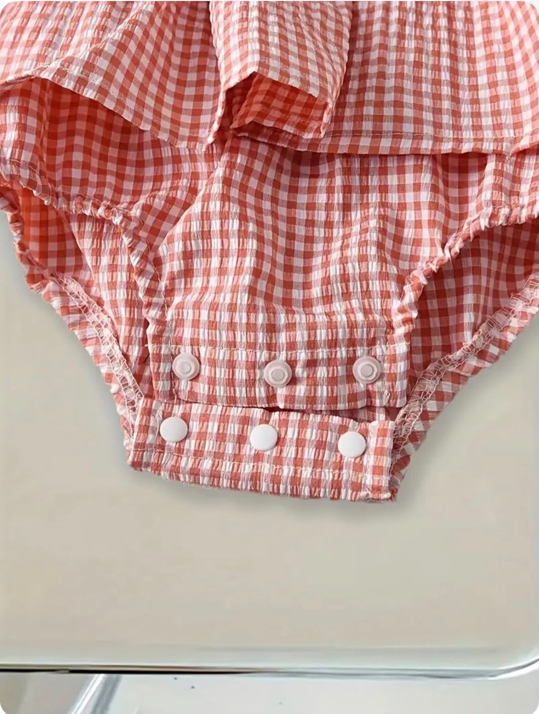 Baby Girls Gingham Layered Romper Dress with Headband