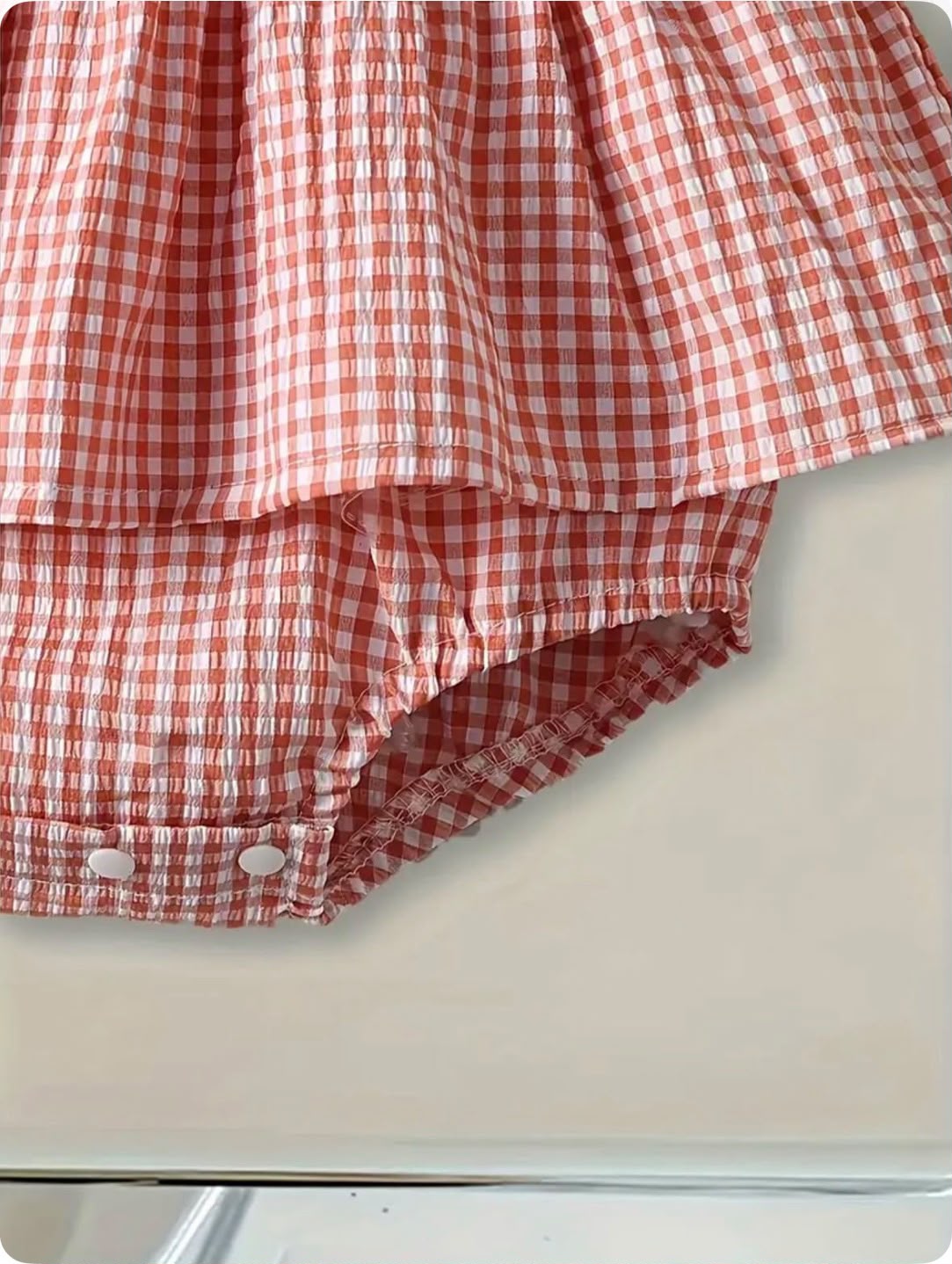 Baby Girls Gingham Layered Romper Dress with Headband