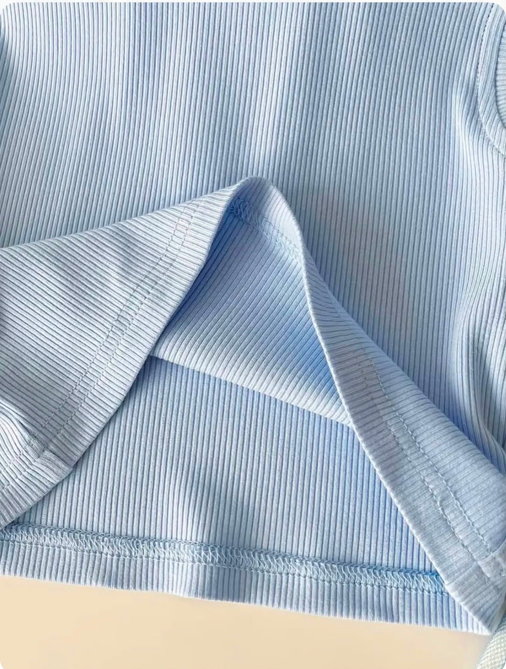 Sky Blue Gingham Kids Co-Ord Set with Matching Bag | GENZIKIDS