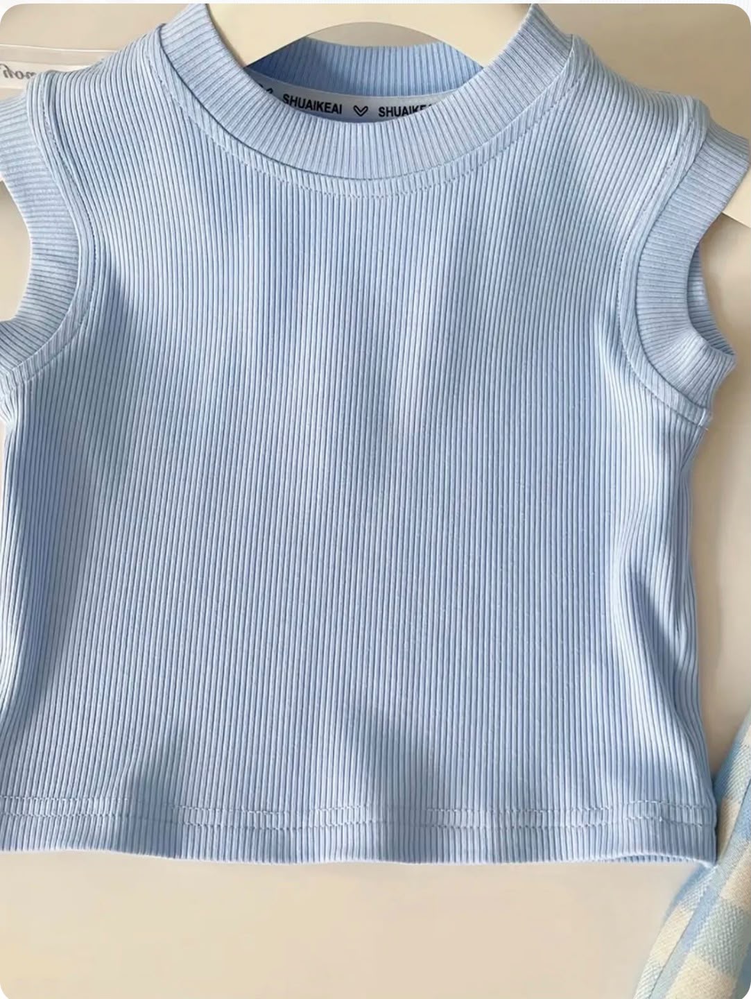 Sky Blue Gingham Kids Co-Ord Set with Matching Bag | GENZIKIDS