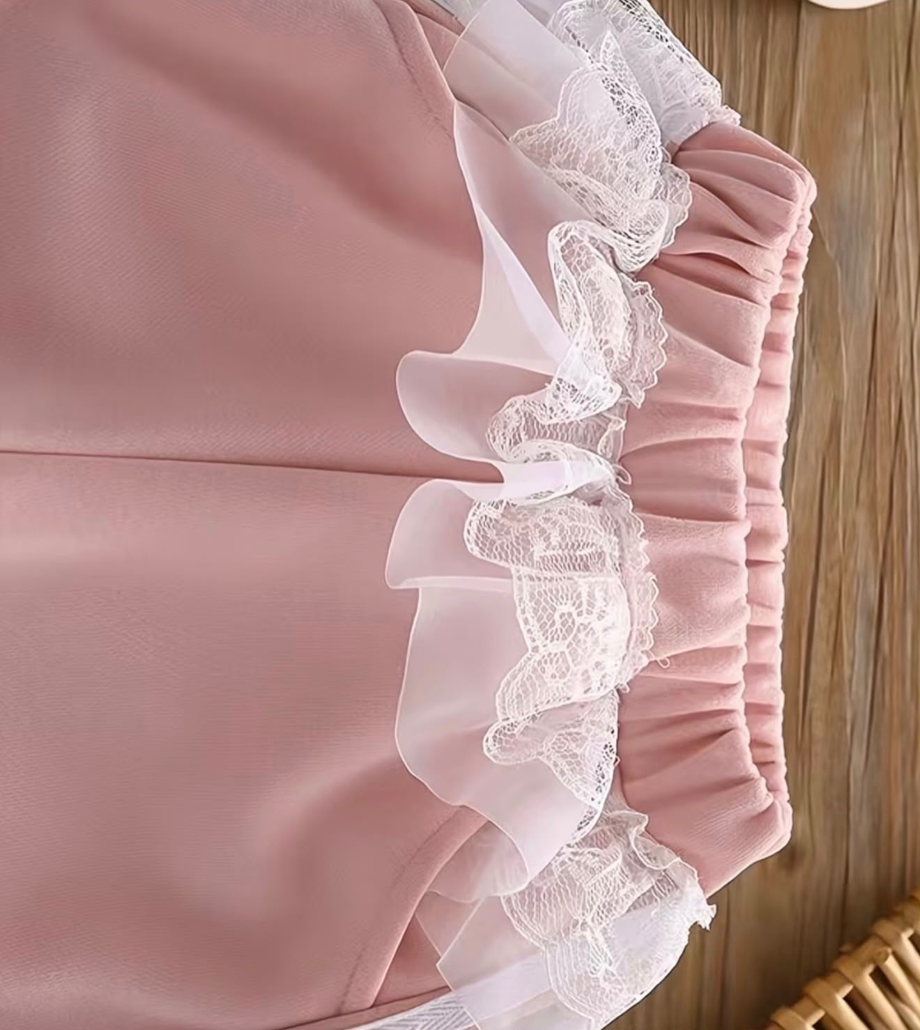 Pink Lace Bow Co-Ord Set with Sling Bag
