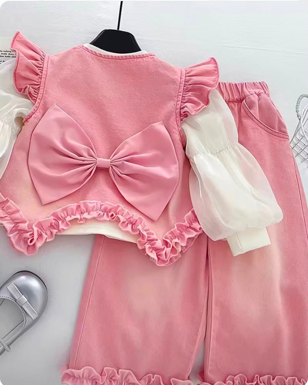 Girls’ Pink Ruffle Top & Pants Set