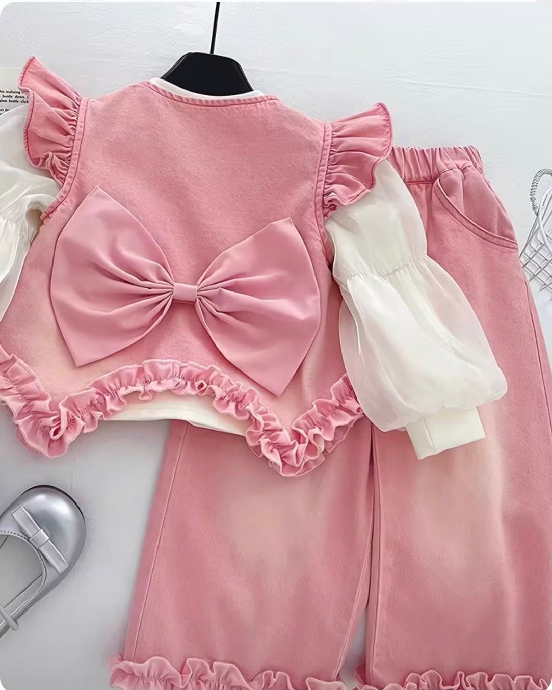 Girls’ Pink Ruffle Top & Pants Set